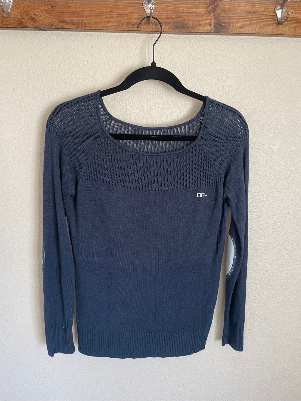 Alessandro Albanese Women’s Navy Equestrian Open Knit Pullover Sweater M Preppy